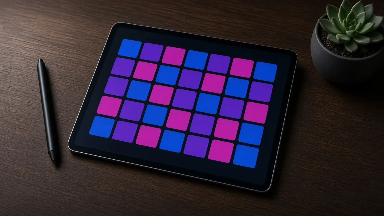 Tablet with a monthly content calendar of scheduled posts
